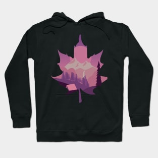 Maple Leaf Camping Mountains Sunset I Landscape Hoodie